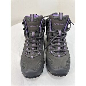 Bearpaw Womens Zephyr Mid Hiking Boots Gray Purple Suede Mesh Size 7.5